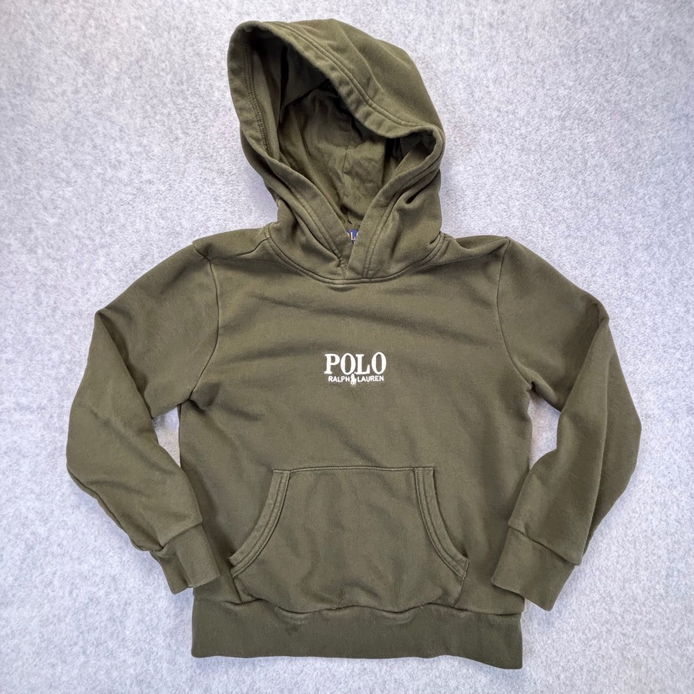 Polo Ralph Lauren Hoodie Kids Size 8 Olive Green Logo Pullover